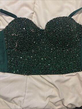 Windsor Emerald Sequin Strapless Bustier Top